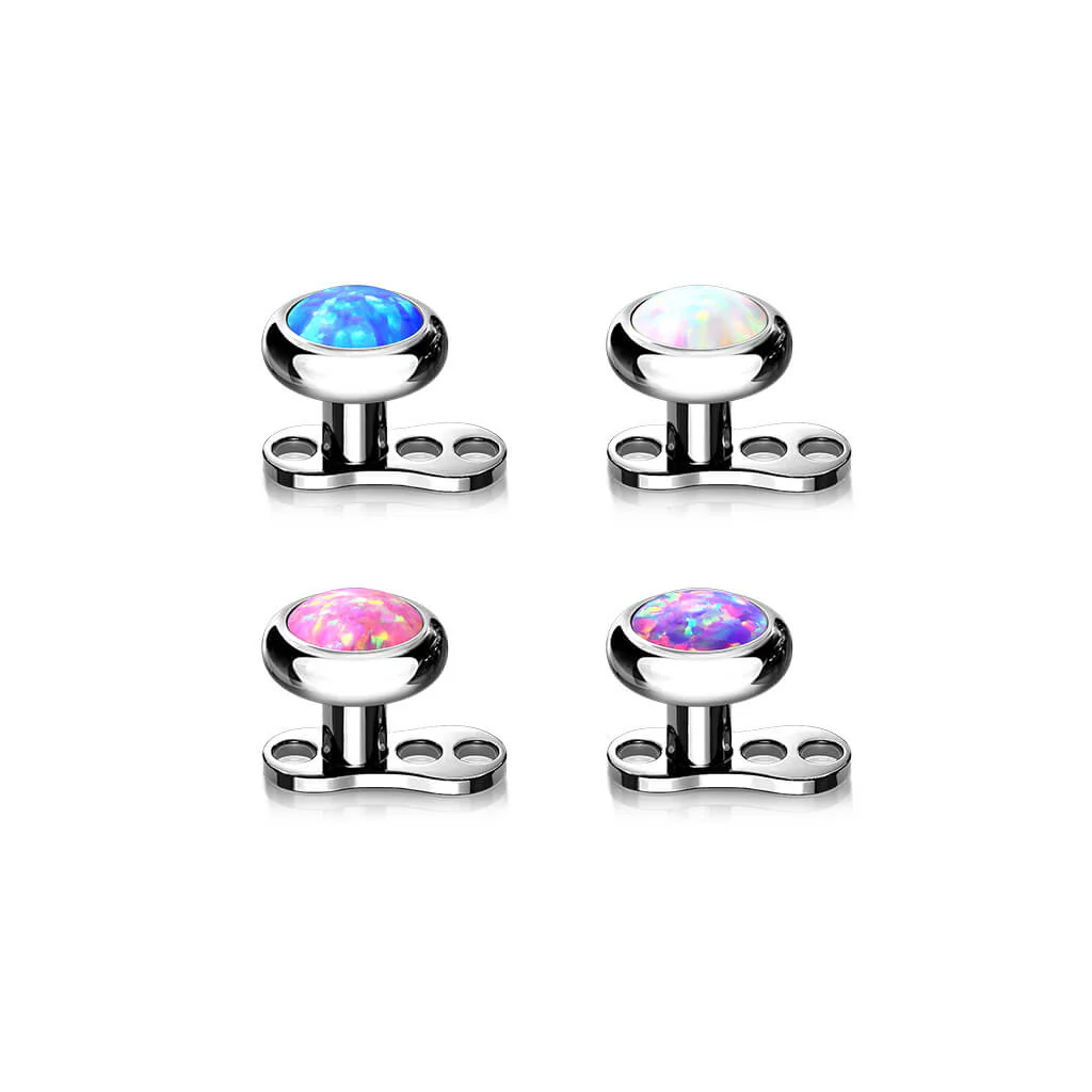 Titanium Dermal Anchor 2mm rise 3 holes opal flat top Internally Threaded - Image 3
