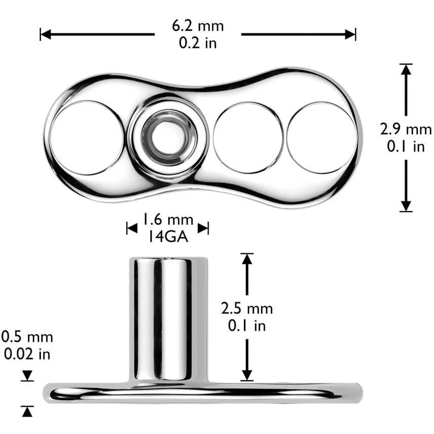 Titanium Dermal Anchor 2.5mm rise zirconia prong setting Internally Threaded - Image 2