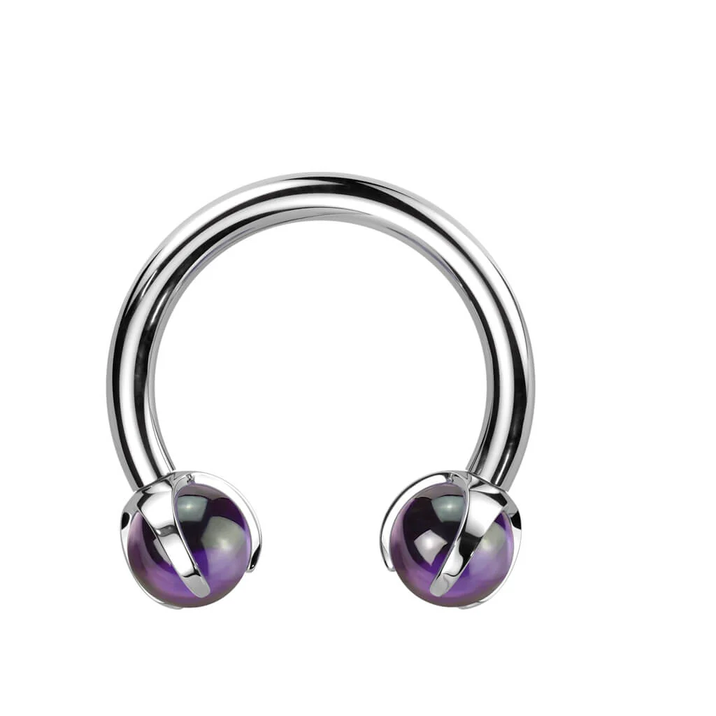 Horseshoe Semi-Precious Stone Internally Threaded - Image 2