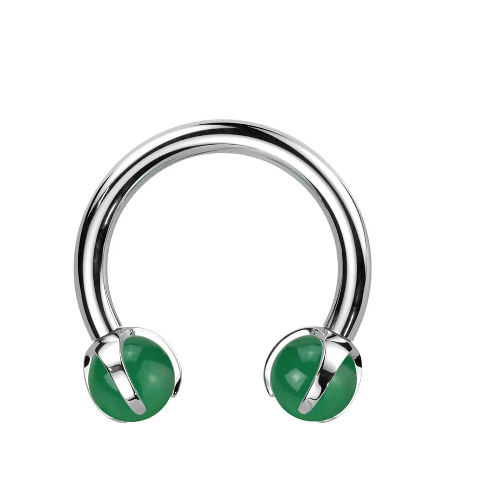 Horseshoe Semi-Precious Stone Internally Threaded - Image 4