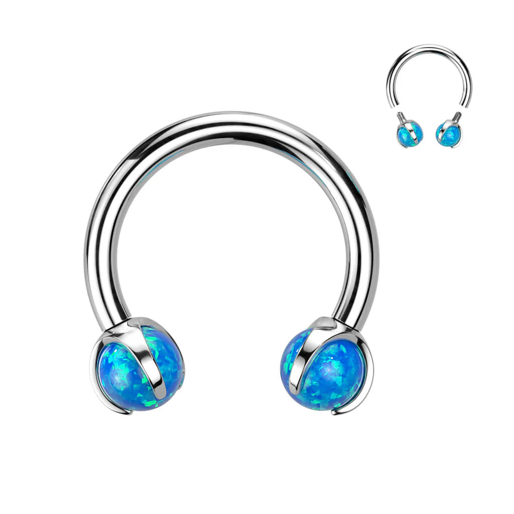 Titanium Horseshoe Ball Opal Internally Threaded - Image 2