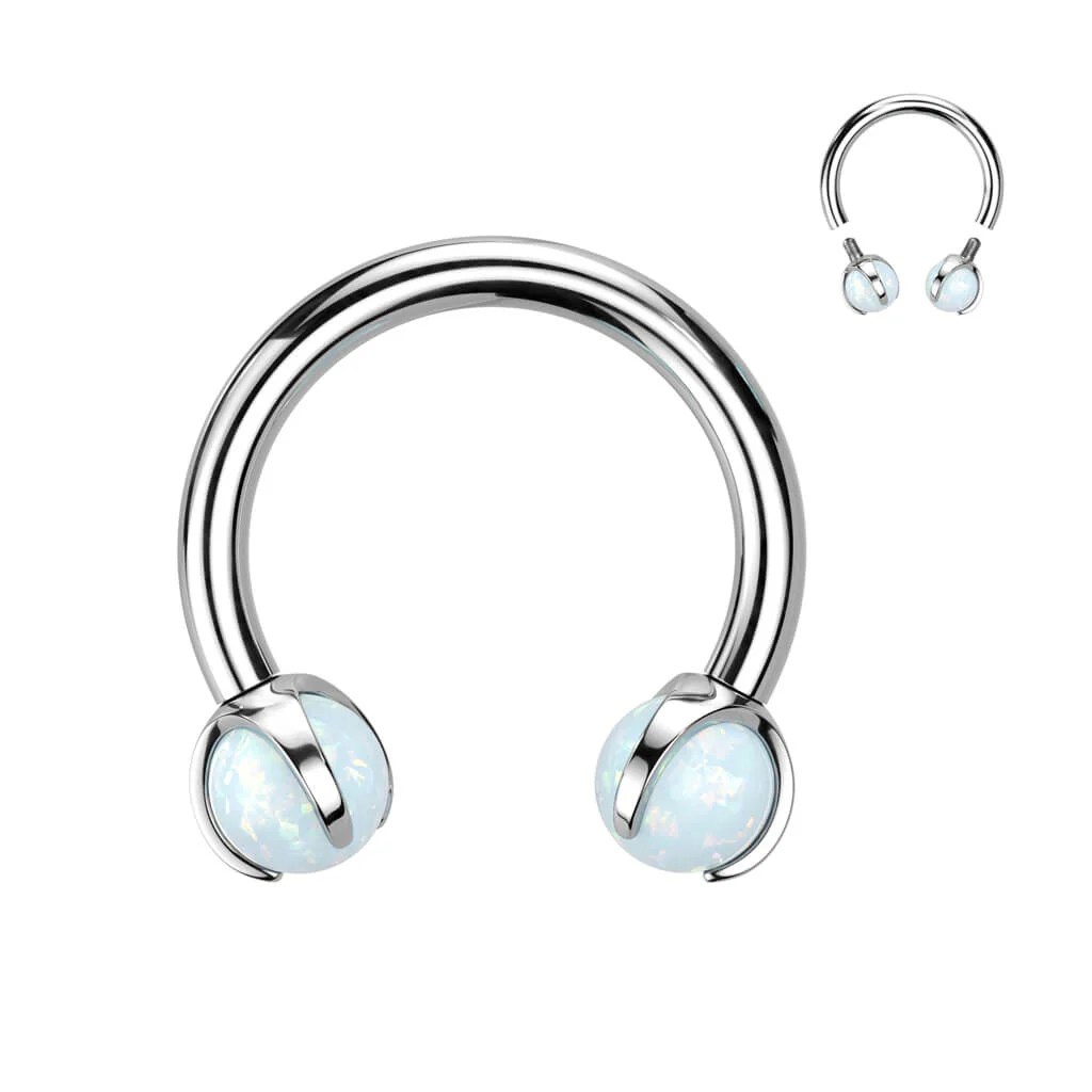 Titanium Horseshoe Ball Opal Internally Threaded - Image 3