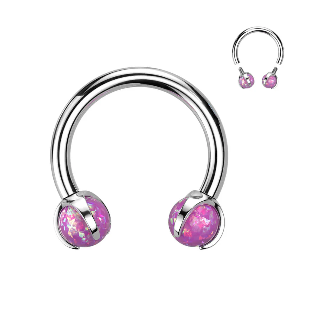 Titanium Horseshoe Ball Opal Internally Threaded - Image 4
