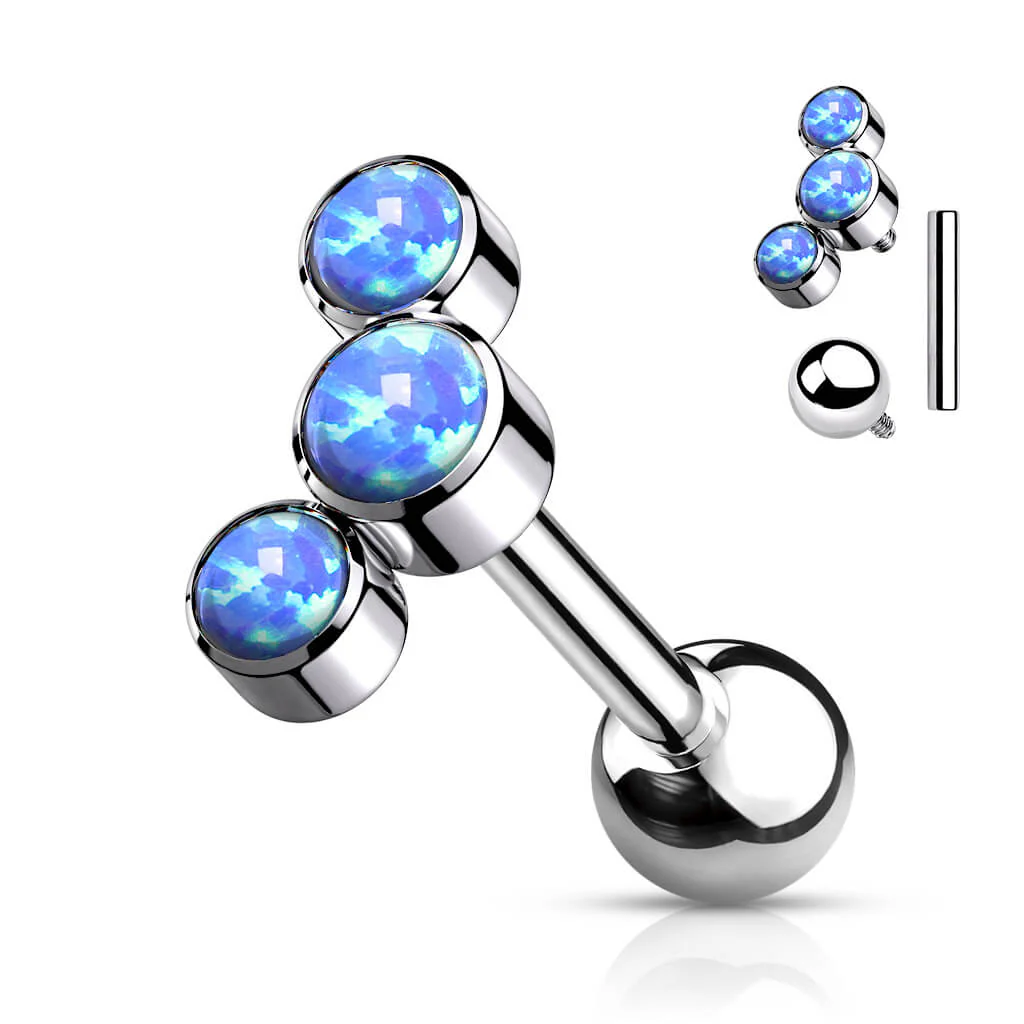 Titanium Barbell 3 Opal Silver Internally Threaded - Image 2