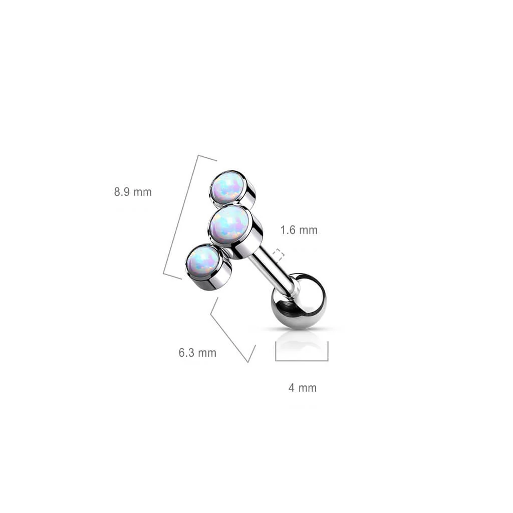 Titanium Barbell 3 Opal Silver Internally Threaded - Image 3