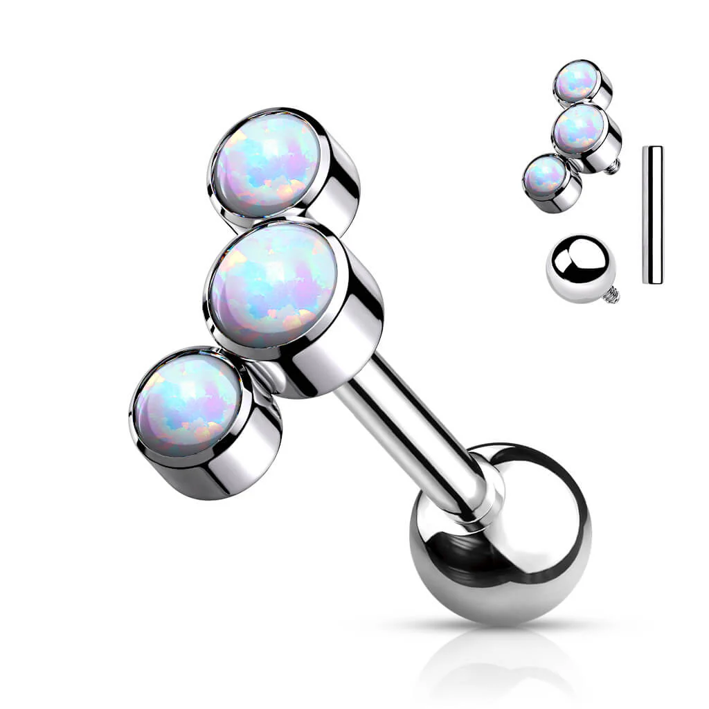 Titanium Barbell 3 Opal Silver Internally Threaded - Image 4