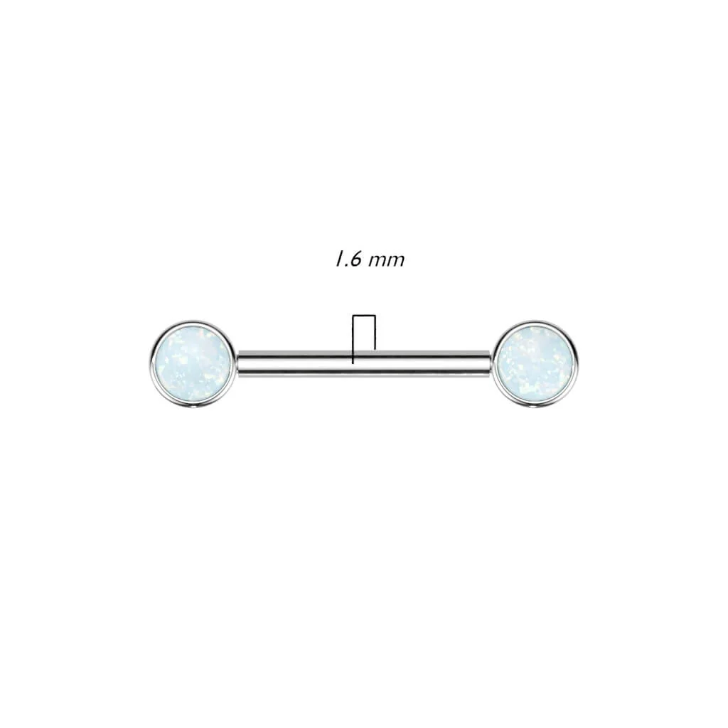 Titanium Nipple Piercing Opal Internally Threaded - Image 3