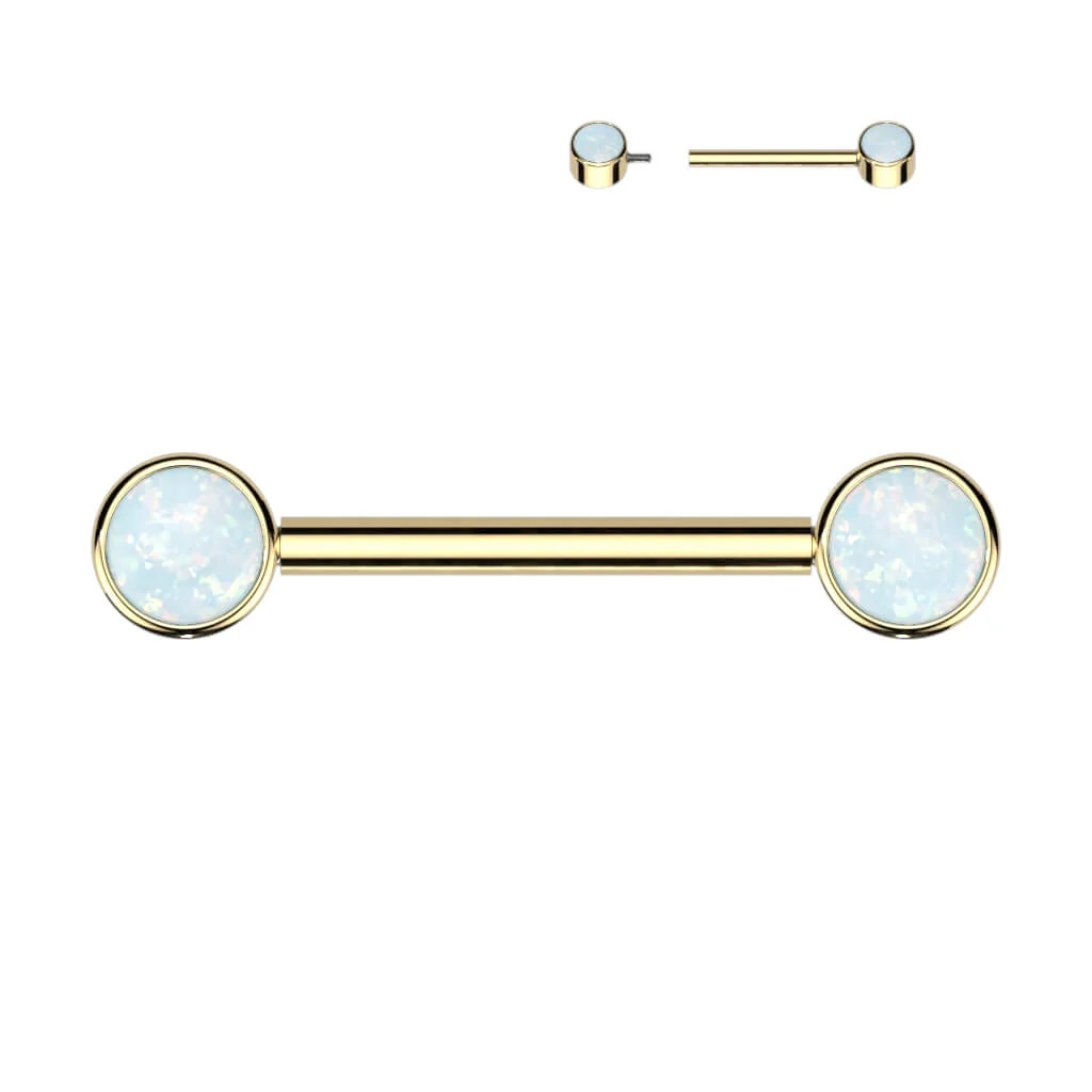 Titanium Nipple Piercing Opal Internally Threaded - Image 8