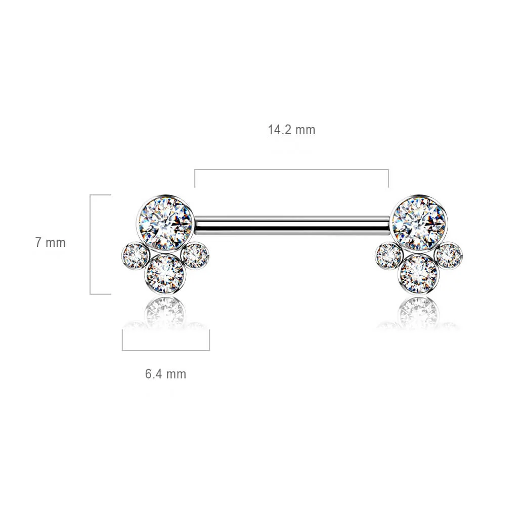 Titanium Nipple Piercing 4 Zirconia Silver Internally Threaded - Image 3