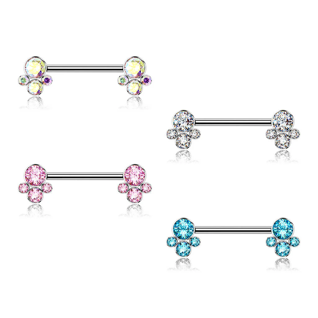 Titanium Nipple Piercing 4 Zirconia Silver Internally Threaded - Image 5
