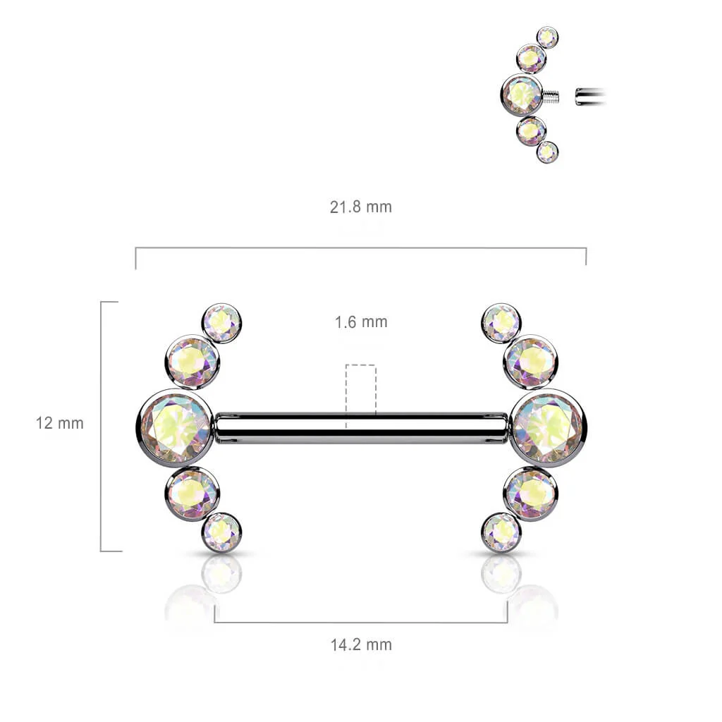 Titanium Nipple Piercing 5 Zirconia Silver Internally Threaded - Image 3
