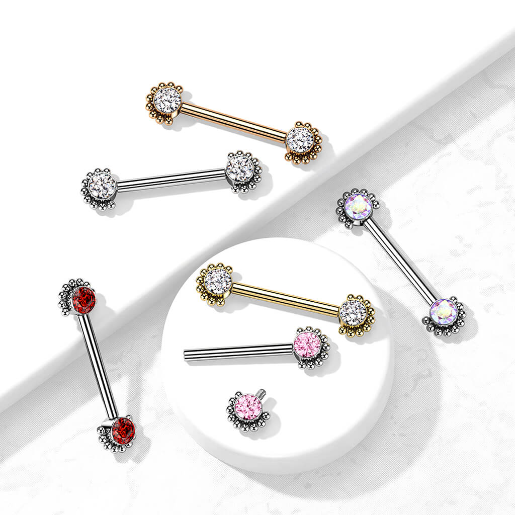 Titanium Nipple Piercing Zirconia Internally Threaded - Image 5
