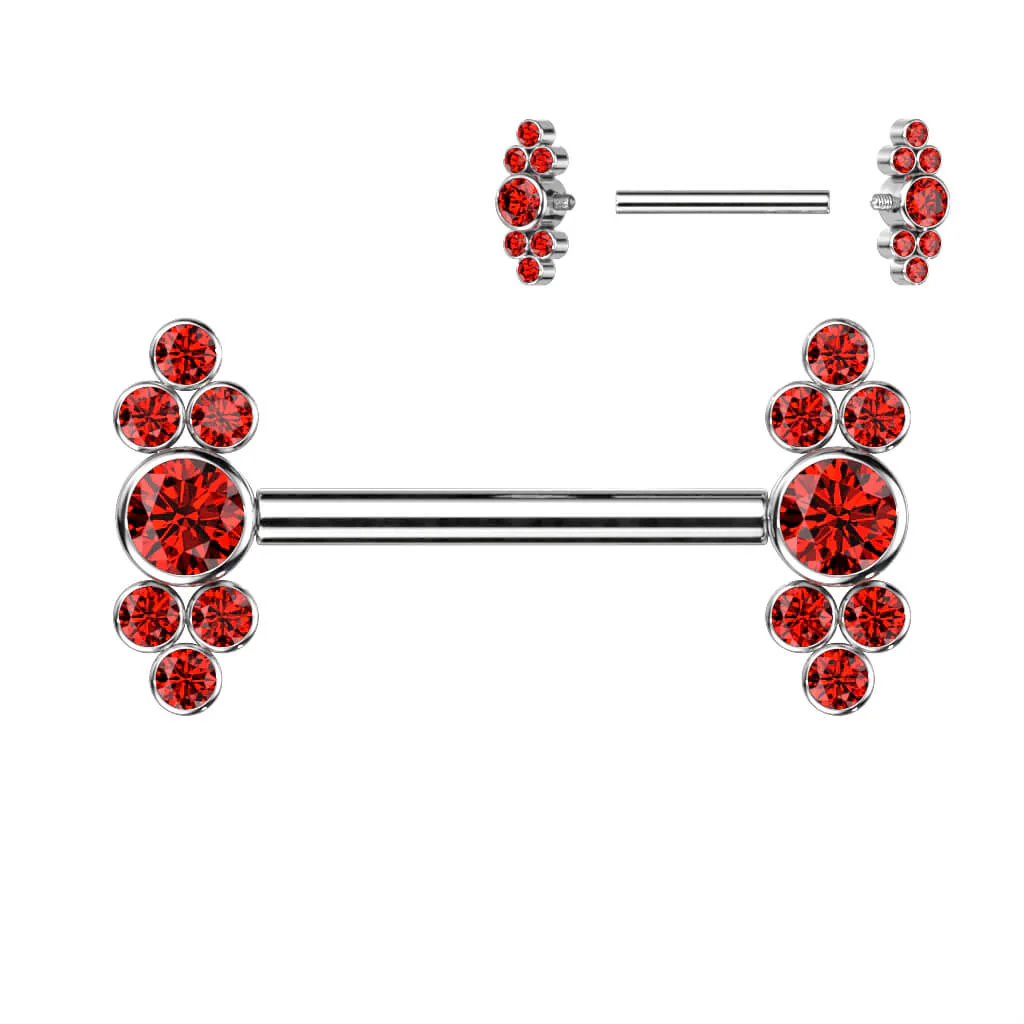 Titanium Nipple Piercing Zirconia Cluster Internally Threaded - Image 5