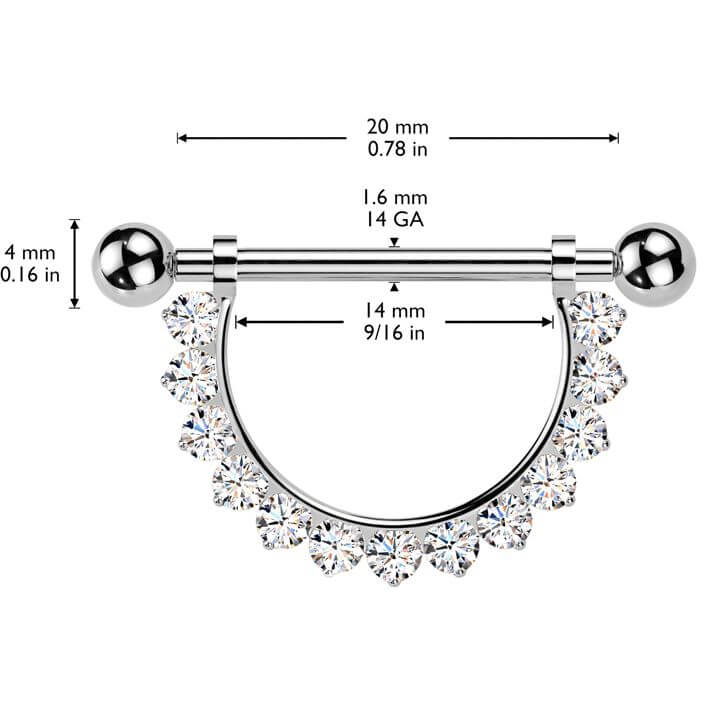 Titanium Nipple Piercing barbell zirconias Internally Threaded - Image 2