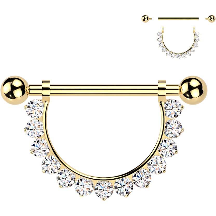Titanium Nipple Piercing barbell zirconias Internally Threaded - Image 3