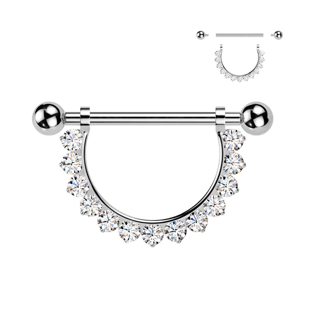Titanium Nipple Piercing barbell zirconias Internally Threaded - Image 4