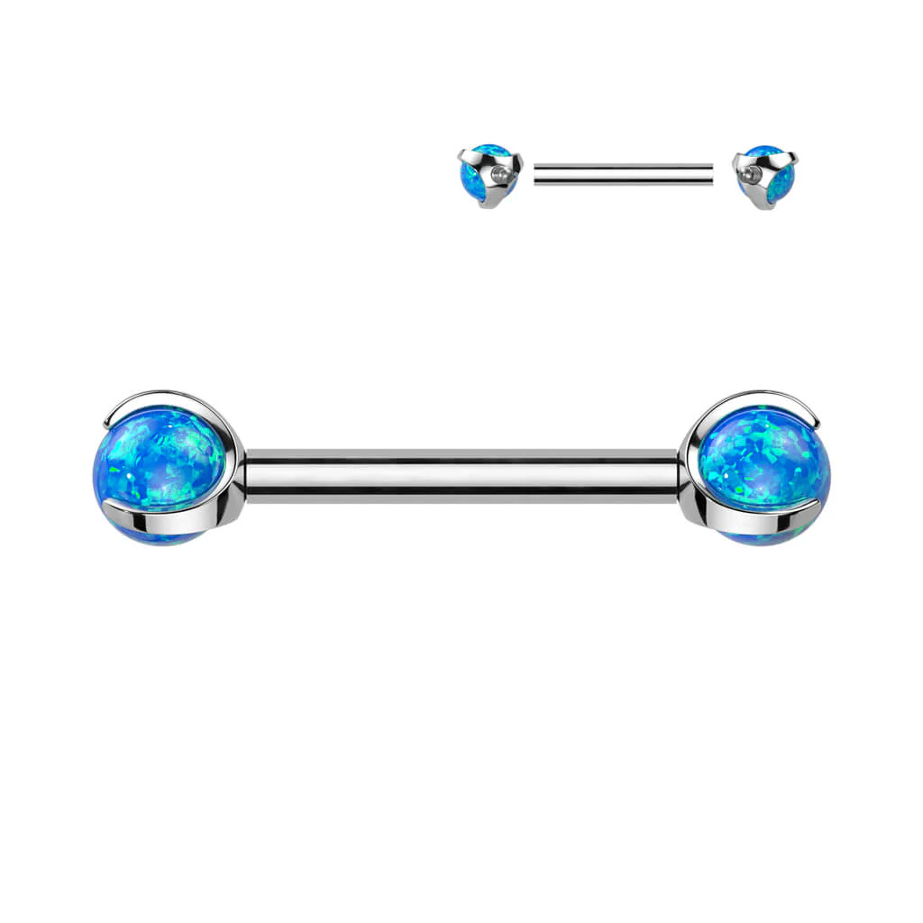 Titanium Nipple Piercing Opal Internally Threaded - Image 2