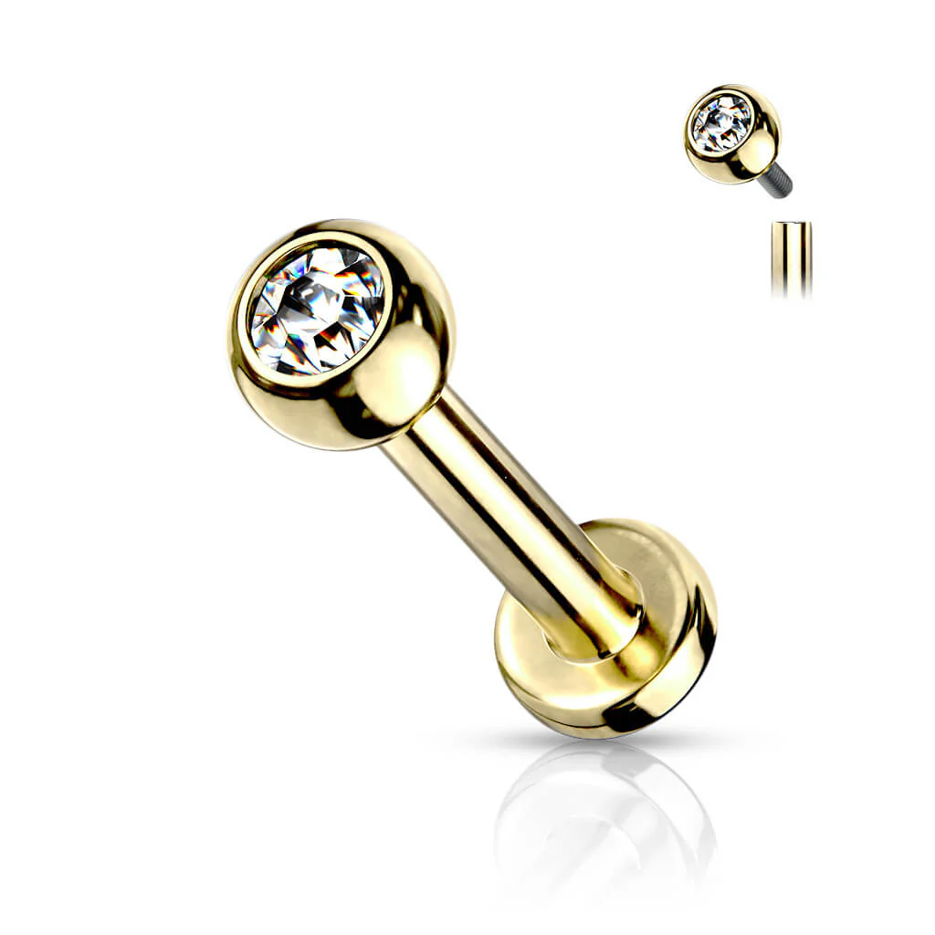 Titanium Labret Ball Zirconia Internally Threaded - Image 2