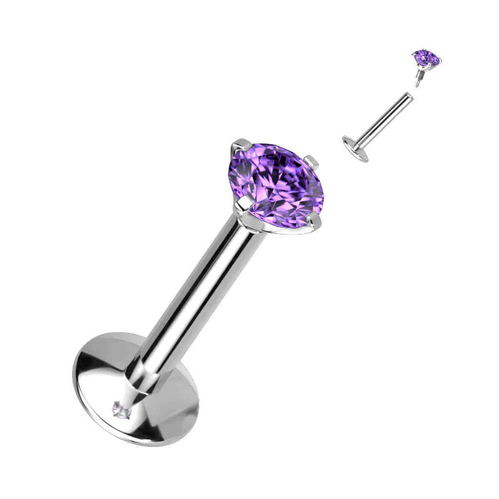 Titanium Labret Zirconia Internally Threaded - Image 11