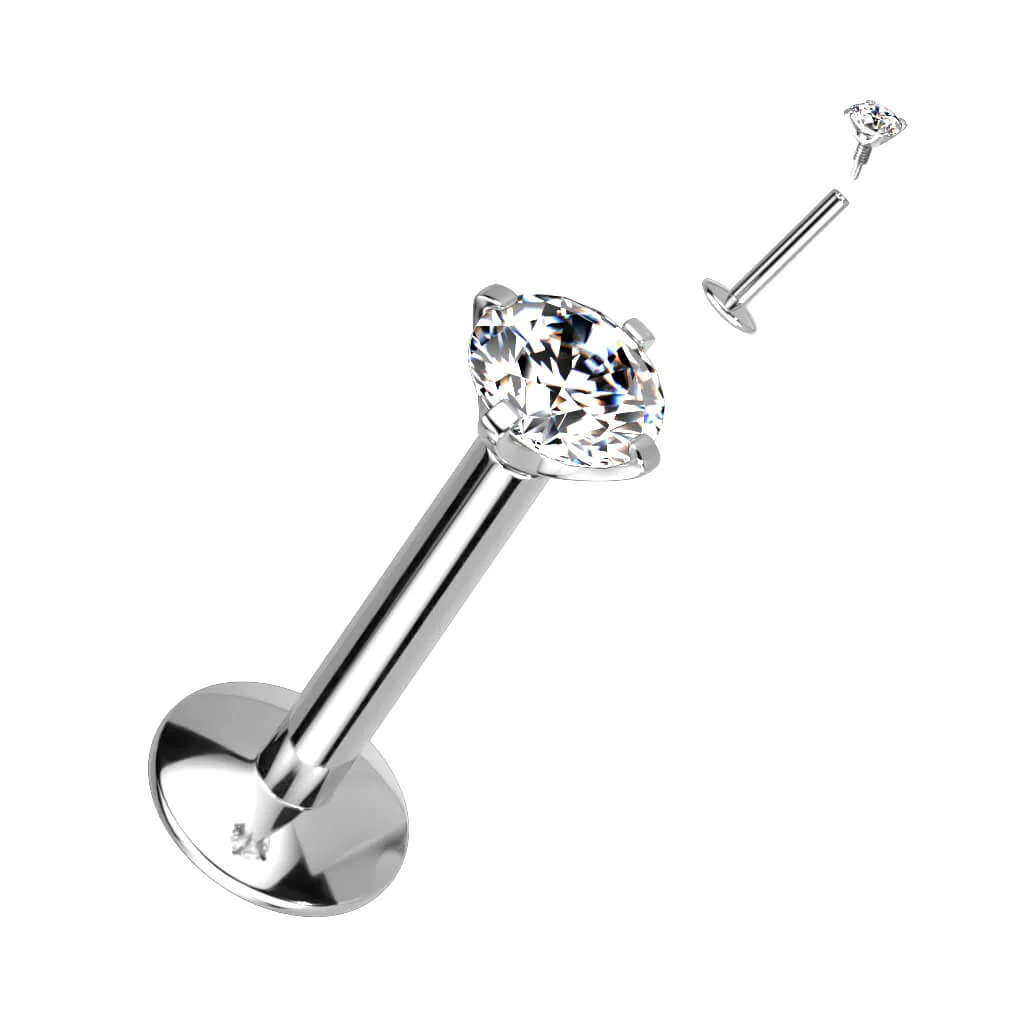 Titanium Labret Zirconia Internally Threaded - Image 2