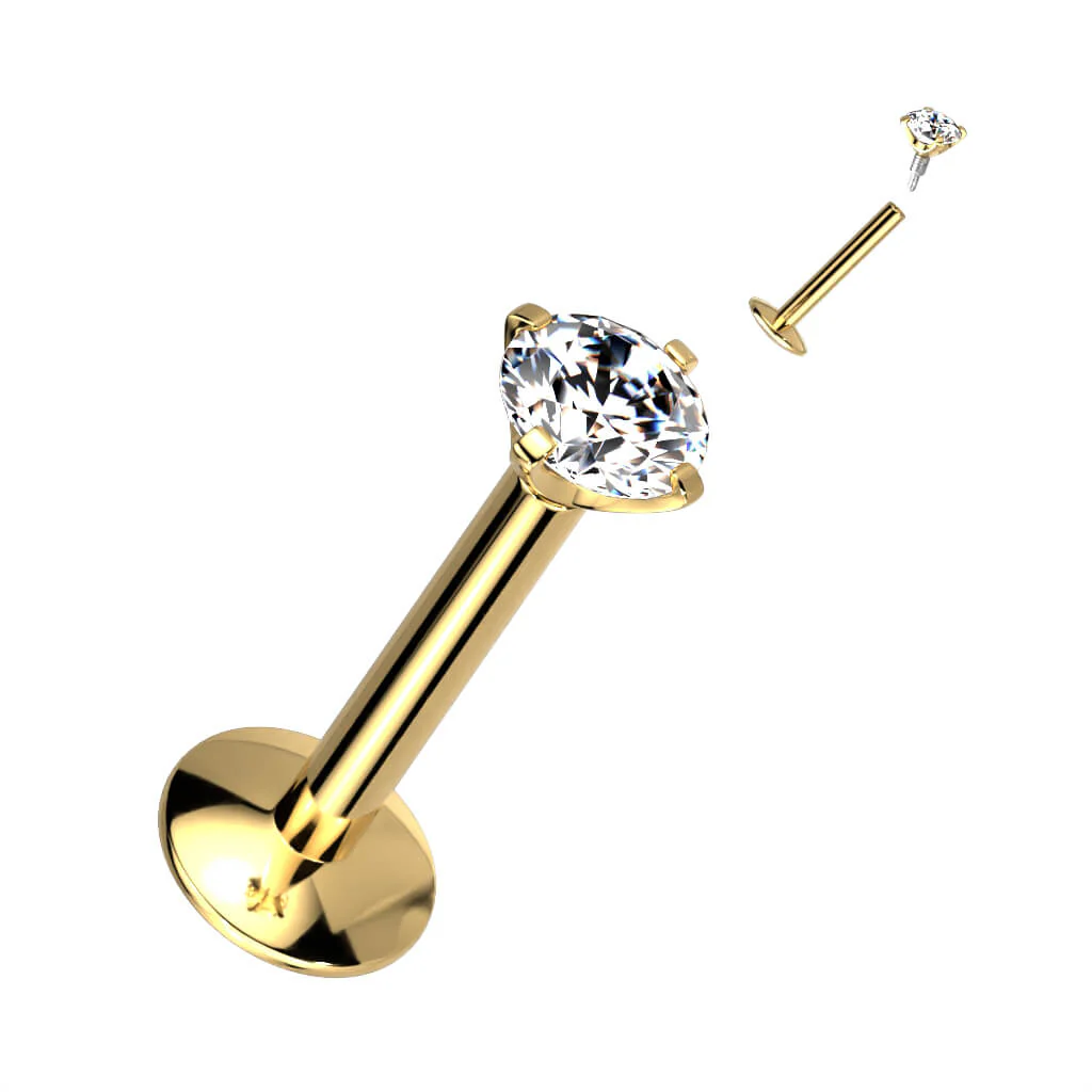 Titanium Labret Zirconia Internally Threaded - Image 3