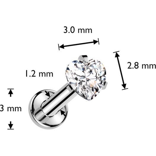 Titanium Labret heart zirconia Internally Threaded - Image 2