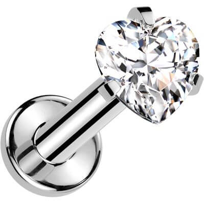 Titanium Labret heart zirconia Internally Threaded - Image 4