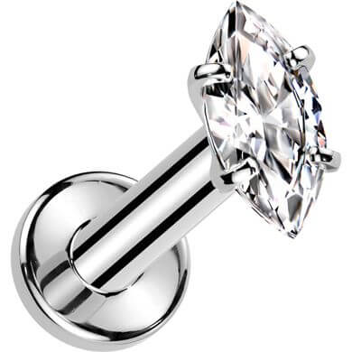 Titanium Labret marquise cut zirconia Internally Threaded - Image 4