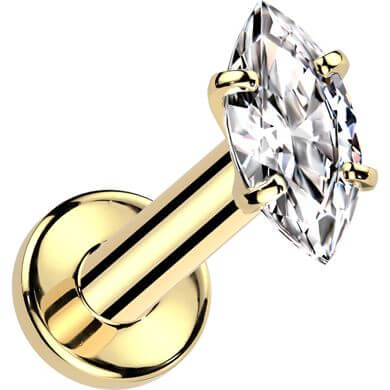 Titanium Labret marquise cut zirconia Internally Threaded - Image 5