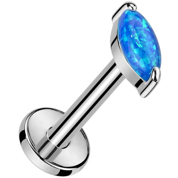 Titanium Labret marquise opal Internally Threaded - Image 4