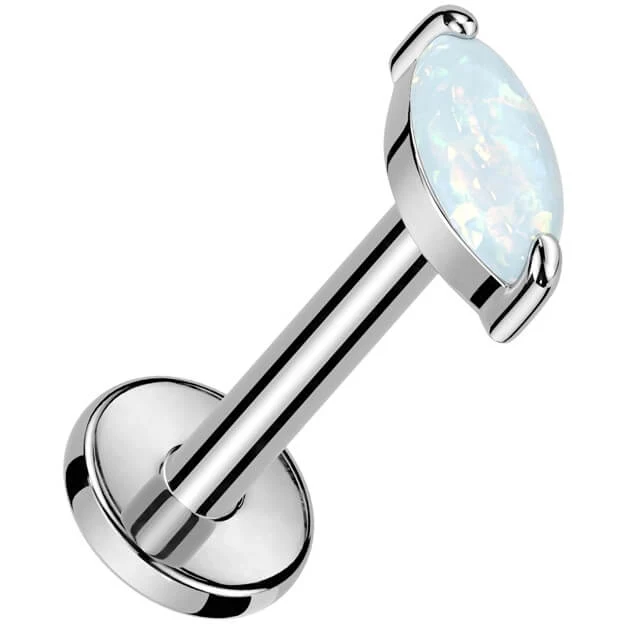 Titanium Labret marquise opal Internally Threaded - Image 5