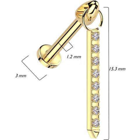 Titanium Labret dangle zirconia Internally Threaded - Image 2
