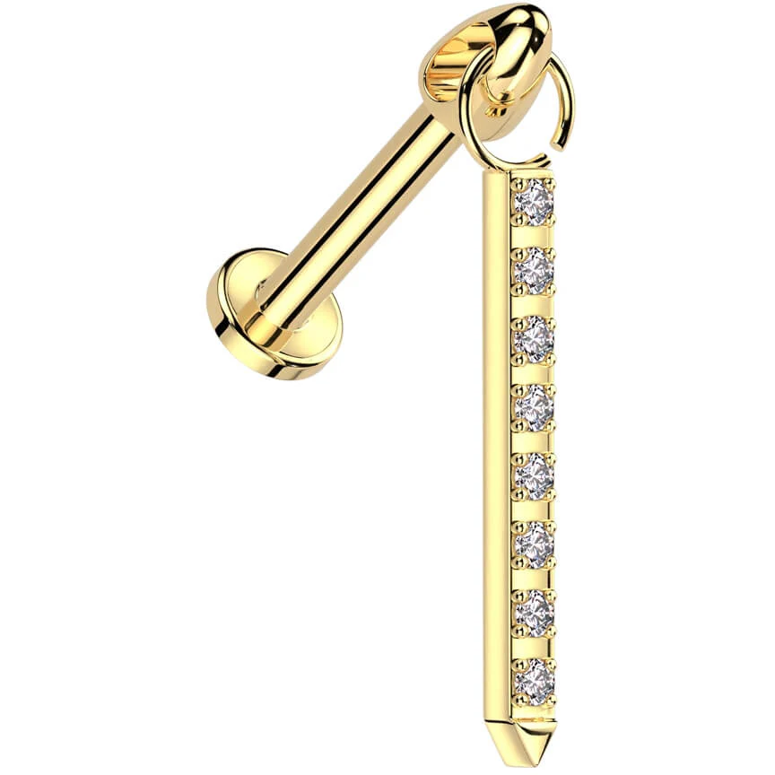 Titanium Labret dangle zirconia Internally Threaded - Image 3