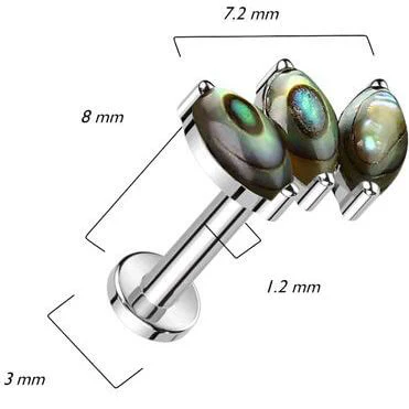 Titanium Labret marquise natural stone Internally Threaded - Image 2
