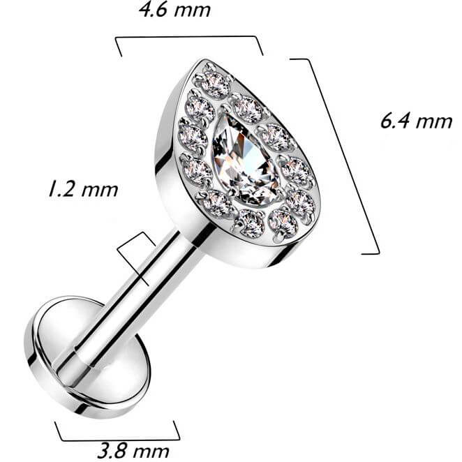 Titanium Labret teardrop zirconia Internally Threaded - Image 2