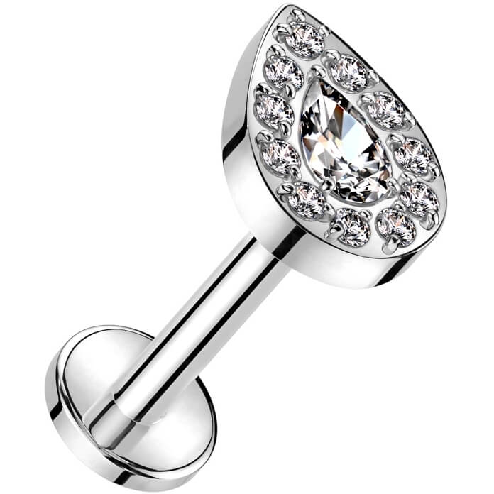 Titanium Labret teardrop zirconia Internally Threaded - Image 3