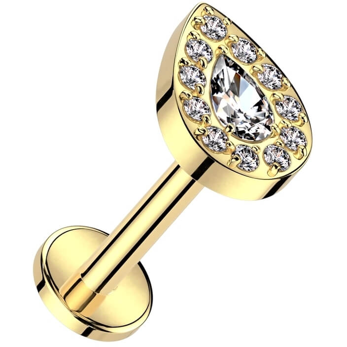 Titanium Labret teardrop zirconia Internally Threaded - Image 4