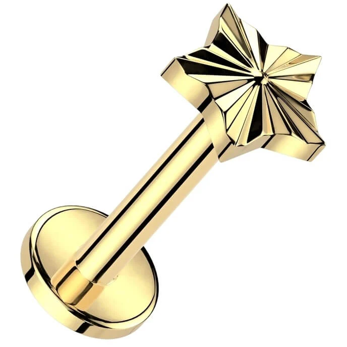 Titanium Labret diamond cut star Internally Threaded - Image 3