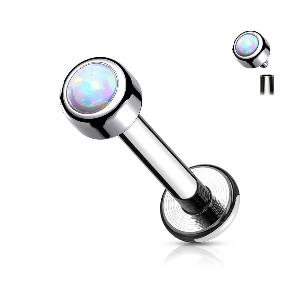 Titanium Labret Opal Round Silver Internally Threaded - Image 4