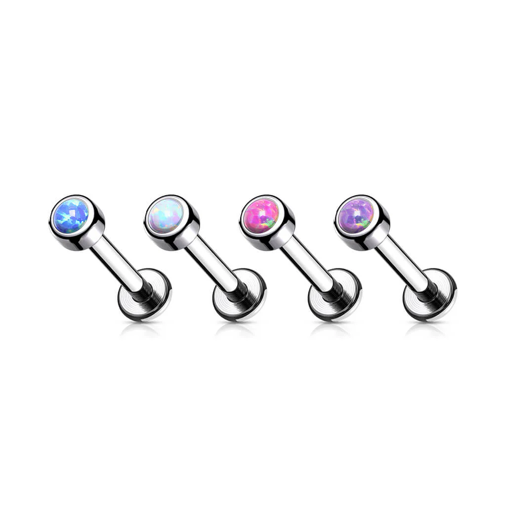 Titanium Labret Opal Round Silver Internally Threaded - Image 5