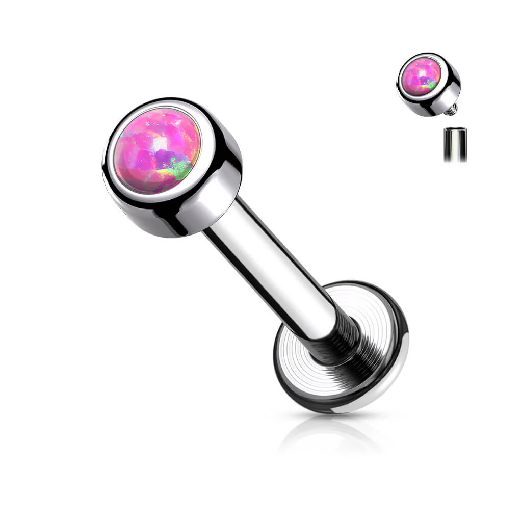Titanium Labret Opal Round Silver Internally Threaded - Image 6