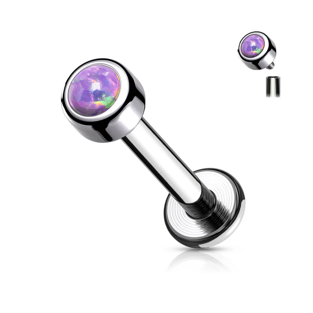Titanium Labret Opal Round Silver Internally Threaded - Image 8