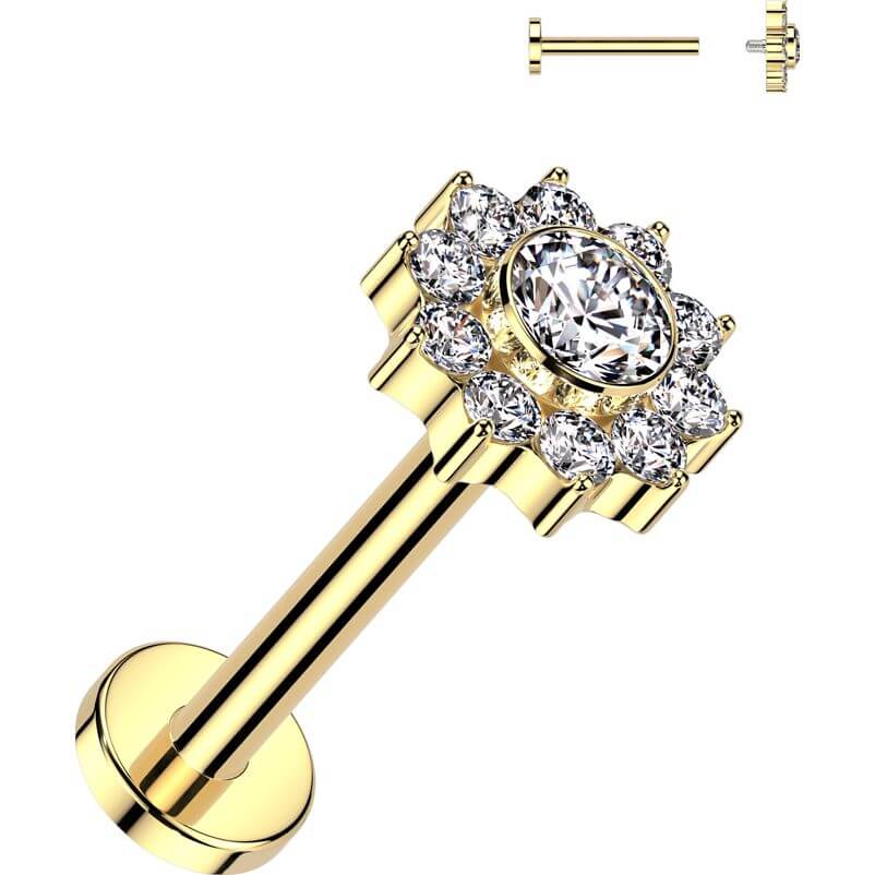 Titanium Labret flower zirconia Internally Threaded - Image 4