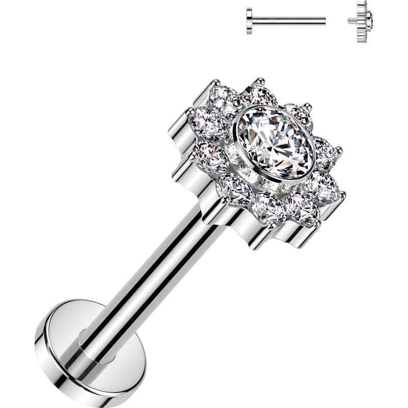 Titanium Labret flower zirconia Internally Threaded - Image 5