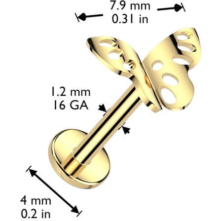 Titanium Labret butterfly Internally Threaded - Image 2