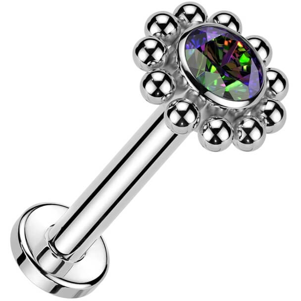 Titanium Labret beaded ball zirconia Internally Threaded - Image 5