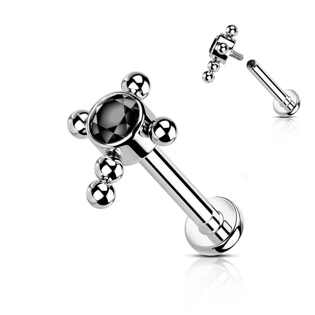 Titanium Labret Cross Zirconia Internally Threaded - Image 8