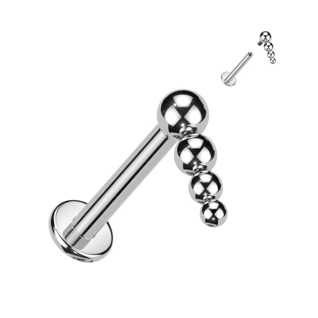 Titanium Labret Beaded Ball Top Internally Threaded - Image 4