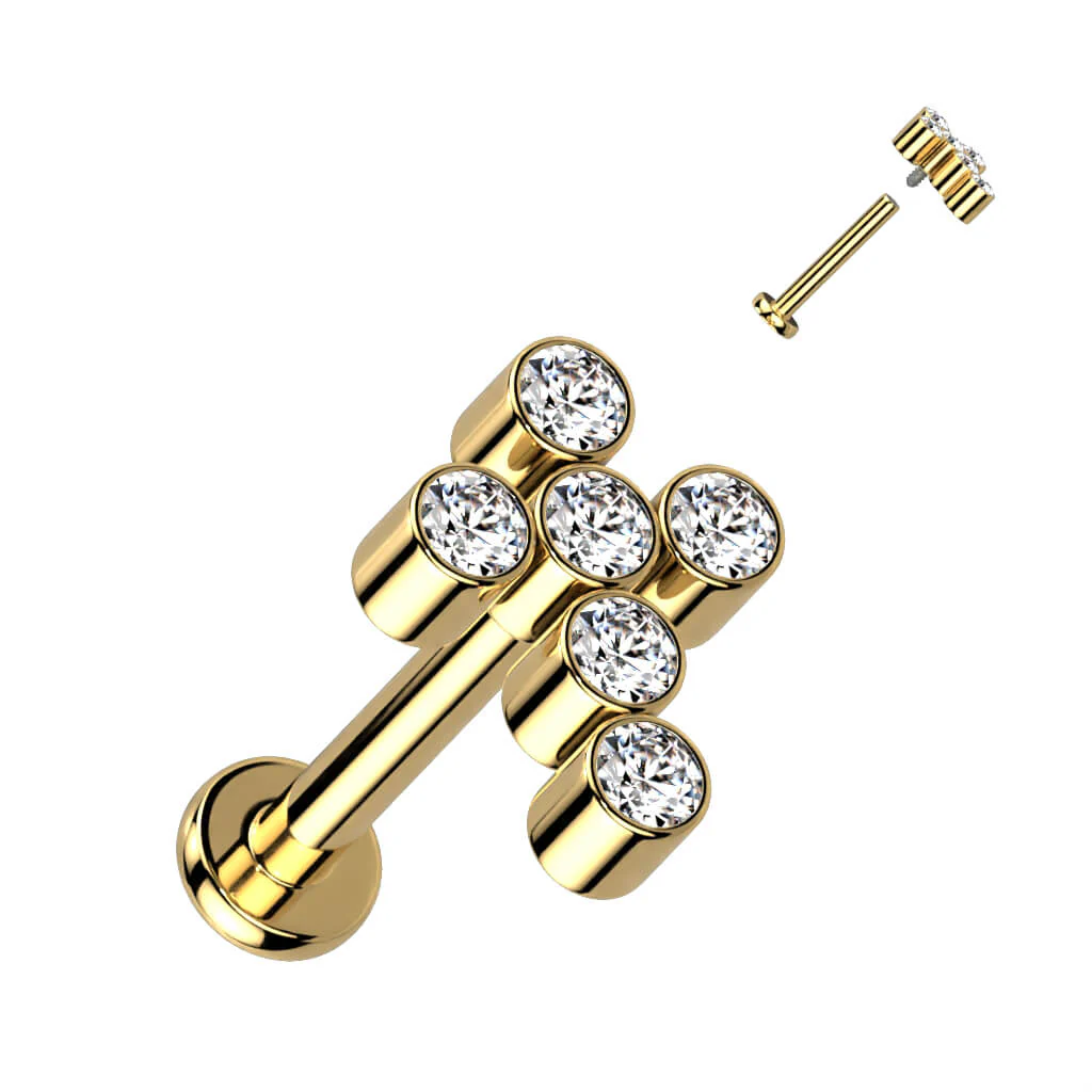 Titanium Labret Cross Zirconia Internally Threaded - Image 4