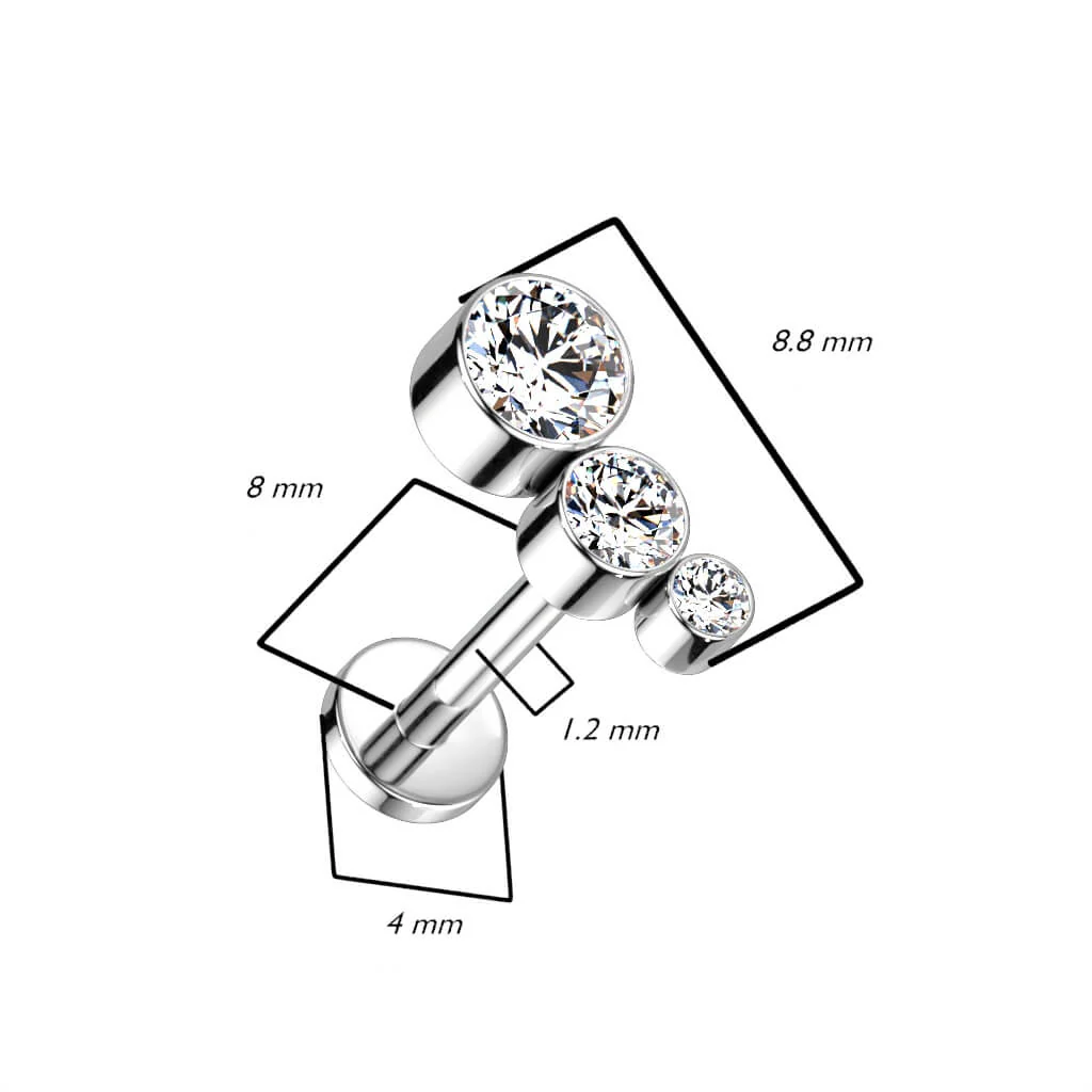 Titanium Labret 3 Zirconia Internally Threaded - Image 3